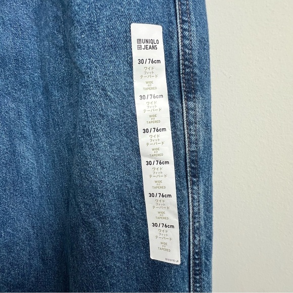 Uniqlo Wide Fit Tapered Leg Jeans Unisex Size 30 High Rise 100% Cotton 65 Blue - Picture 6 of 15
